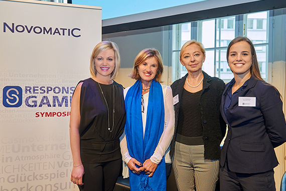 Responsible Gaming Symposium, vlnr Dr. Monika Poeckh-Racek, Prof. Gabriele Fischer, Prof. Donatella Marazziti, Laura DaSilva